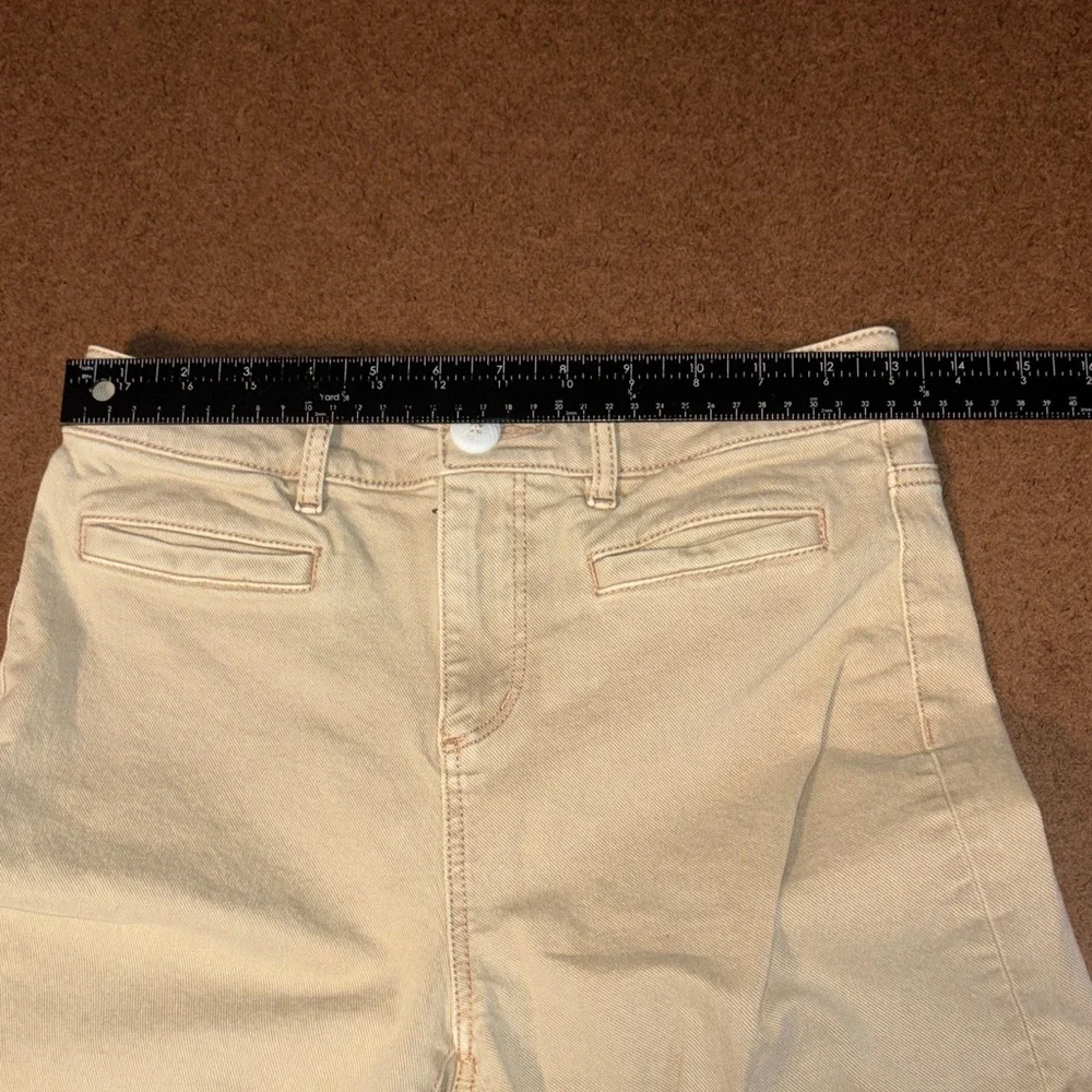 LOFT Beige High Waist Wide Leg Crop Jeans SZ 26x24